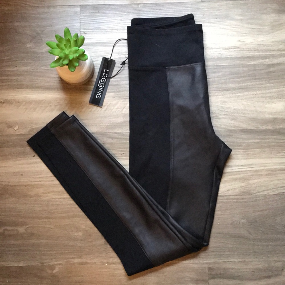 Express Black Faux Leather Leggings High Rise